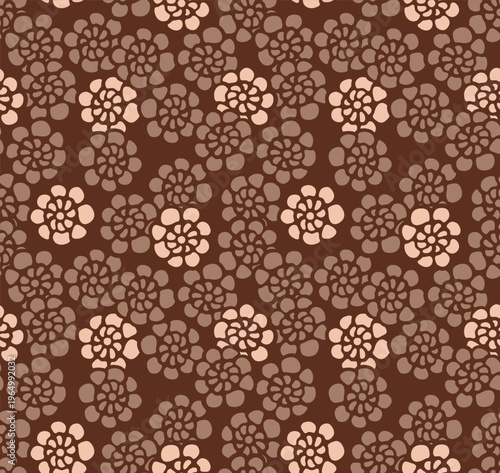 Japanese Overlap Circle Flower Vector Seamless Pattern