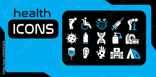 Set of 15 Health and Medical Services Dual Tone Glyph Icons Vector Illustration