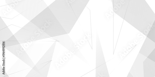 Abstract background with liens and triangles shape on white background. White and grey geometric overlapping rectangle pattern Geometric background soft shadows as patten ..White polygon textured .