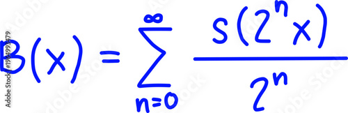 Close-up of mathematical series notation showing summation formula B(x) with sigma symbol, powers of 2 and x, representing advanced calculus and analysis.