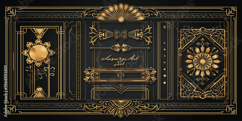 Antique door handle and knocker on an old wooden entrance featuring ancient carving and gold metal ornaments on a traditional temple building gate in Asia