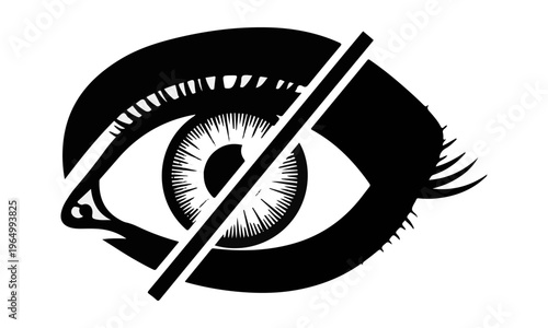 Black invisible eye vector icon, isolated with diagonal line