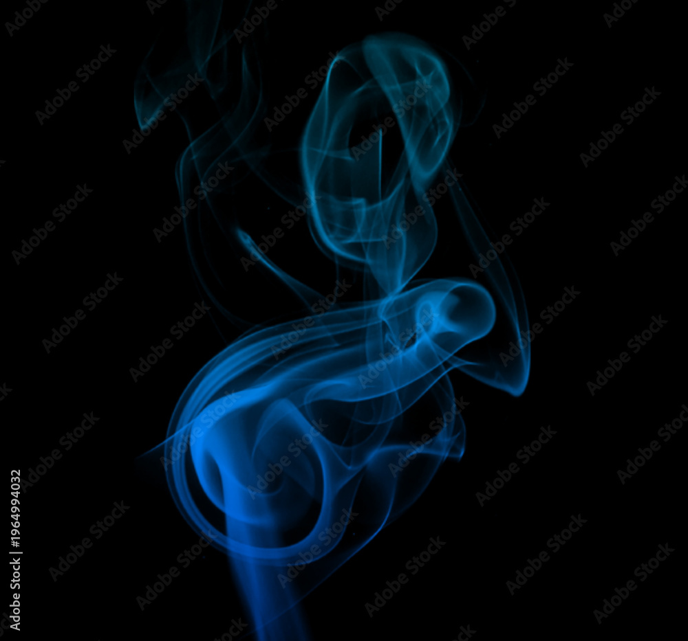 Fototapeta premium blue smoke on black background, swirling mist, abstract
