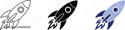 Rocket launch icon set vector file