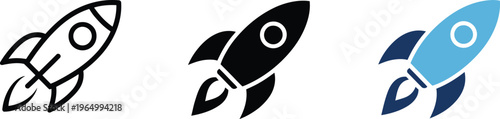 Rocket launch icon set vector file