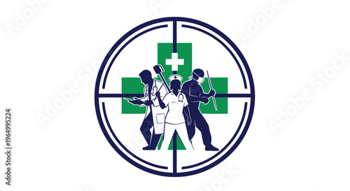 Healthcare Professionals Teamwork Concept with Medical Symbol