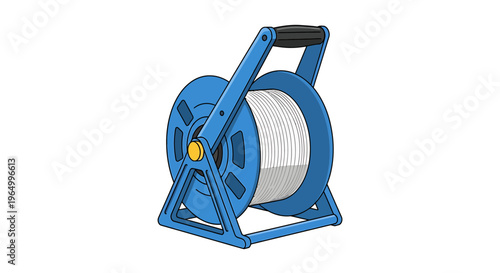Blue cable reel with a black handle, perfect for organizing wires and cables.