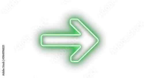 Green color bright light neon arrow pointer pointing left with glowing effect on transparent background for stylish designson black background