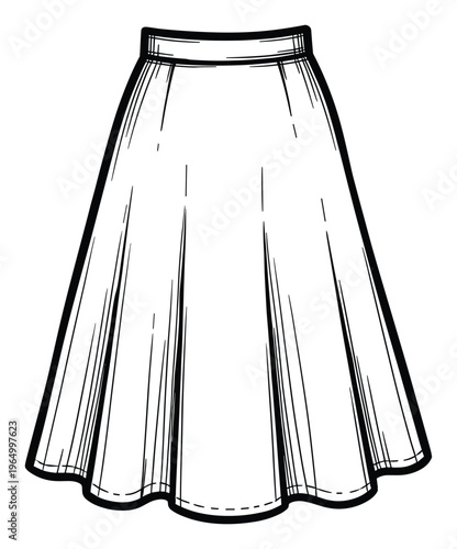 Classic elegant Aline pleated skirt with a defined waistband, perfect for clothing designers, apparel catalogs, or a stylish wardrobe guide