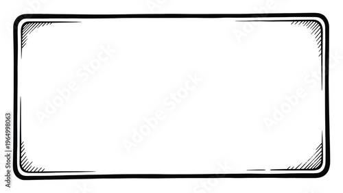 This classic handdrawn rectangle frame with decorative corner hatching offers a versatile border for certificates, labels, badges, or informational displays requiring a rustic or vintage