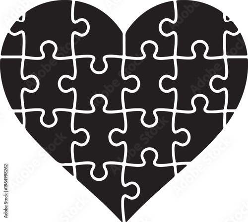 Autism Awareness Silhouette Collection, Neurodiversity Vector Art, Inclusion and Special Needs Black Graphics, Puzzle Piece Logo Design Elements