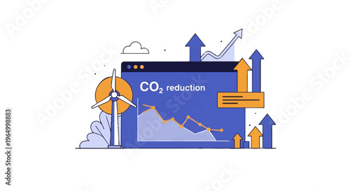 Carbon dioxide reduction graph display.
