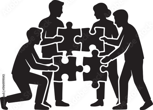 Autism Awareness Silhouette Collection, Neurodiversity Vector Art, Inclusion and Special Needs Black Graphics, Puzzle Piece Logo Design Elements