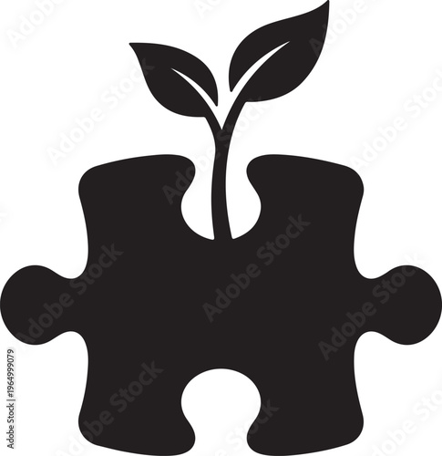 Autism Awareness Silhouette Collection, Neurodiversity Vector Art, Inclusion and Special Needs Black Graphics, Puzzle Piece Logo Design Elements