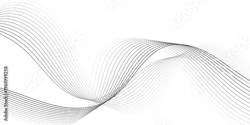 White wave curve lines banner background design. Abstract soft wave lines dynamic flowing gray light isolated background. Vector Illustration of the gray pattern of lines. Black stripes on white .