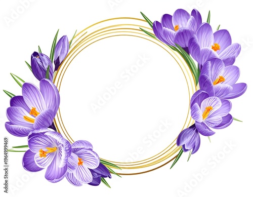 Purple flower wreath on white
