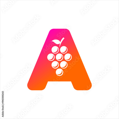 A logo that combines grapes and the letter A. This logo is perfect for a food business.