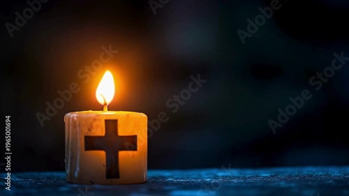 Cross Candle in Prayer | Spiritual Memorial Light | Christian Faith Candle