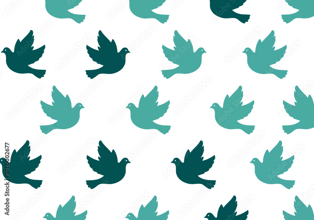 Fototapeta premium Seamless teal dove pattern background for textiles, wallpapers, and modern graphic design projects