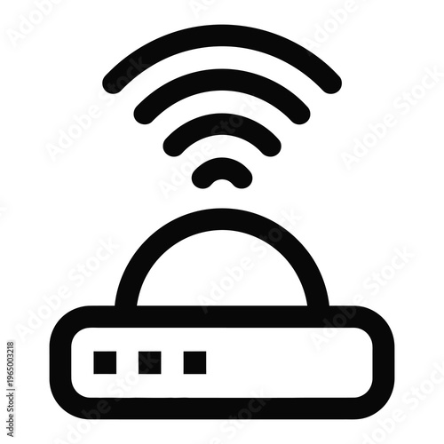 WiFi router with signal waves internet connectivity device icon