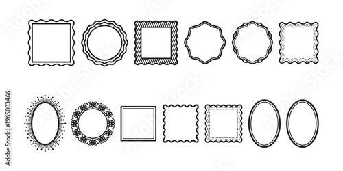 Vintage photo frames and borders in a collection on white background