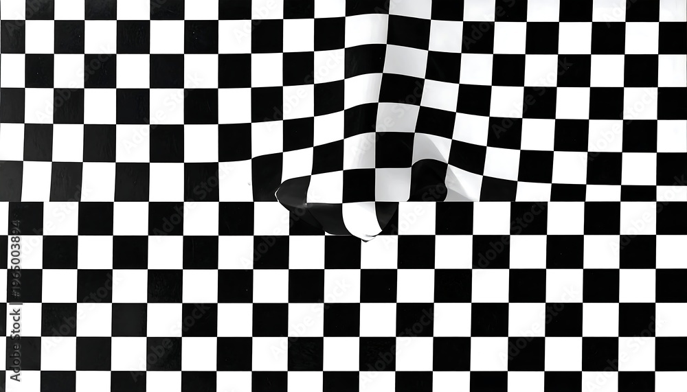 Fototapeta premium A distorted black and white checkered pattern with a wavy section