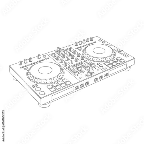 Dj controller outline icon with line art