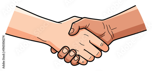 Two individuals shake hands firmly demonstrating a successful agreement, strong business partnership, and mutual cooperation for various professional and collaborative uses.