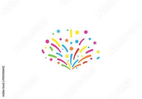 Colorful fireworks display graphic on black background