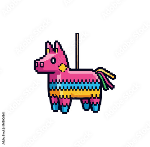 Pixelated pinata illustration isolated on black background
