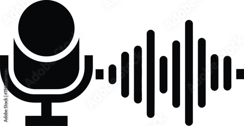 microphone sound wave icon for audio recording and podcasting
