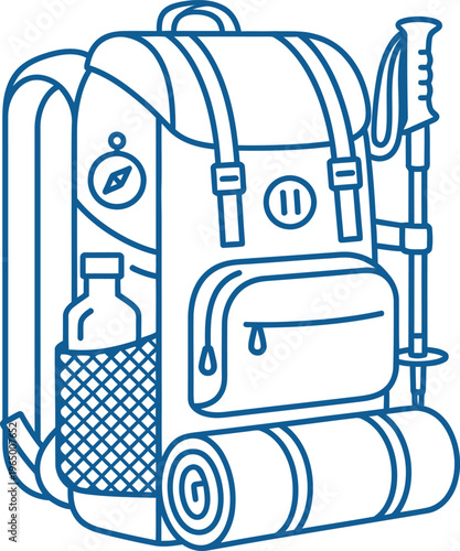 Hiking backpack with accessories and gear