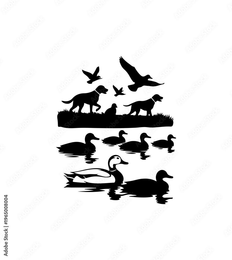 Fototapeta premium Wildlife Silhouettes Nature Vector Art