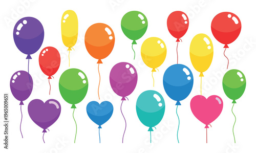 A vibrant assortment of colorful helium balloons in different shapes and sizes provides a cheerful backdrop for celebrating special occasions, holidays, and joyous events