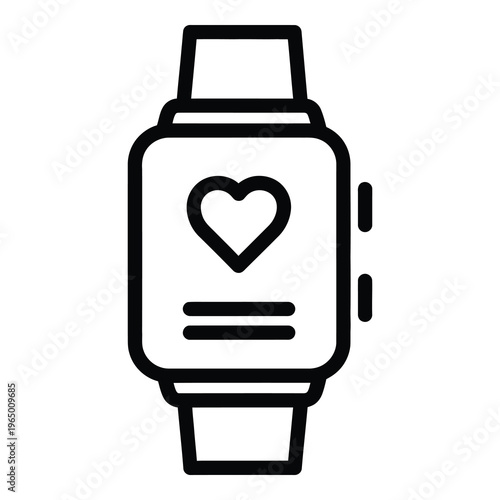 Smartwatch with heart rate monitor on screen  wearable technology device icon