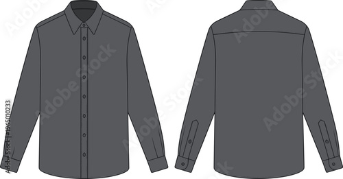Foto Long sleeve shirt mockup front and back view, apparel template clothing vector i