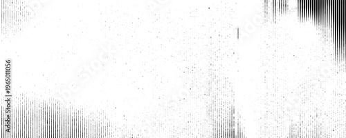 Vertical distressed line texture. Black and white aged striped pattern background. Damaged scanned image concept wallpaper. Linear halftone scratch photocopy backdrop. Vector worn paper effect print