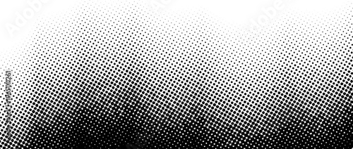 Wavy halftone grunge gradient texture. Pixelated noisy wave pattern background. Black dotted grain grit wallpaper. Fading sandy dots comic overlay. Rasterized pixelated anime or manga backdrop. Vector
