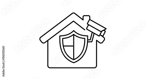 Home security system with shield and camera for protection and safety.