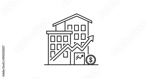 Business growth and financial success represented by an upward trending arrow and building.