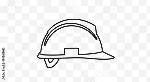 Simple outline drawing of a construction workers safety helmet, black and white.