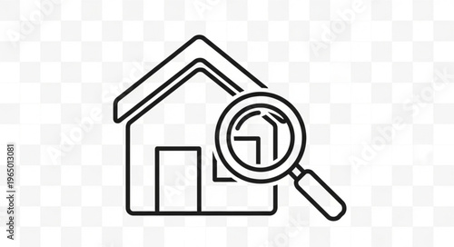 House inspection concept with magnifying glass, search for real estate, property analysis.