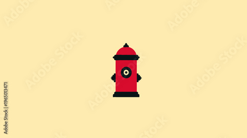 A red fire hydrant icon on a light yellow background. It's a simple, flat design
