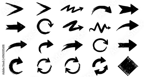 Collection of black arrows on white background