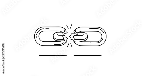 A broken chain link on a white background