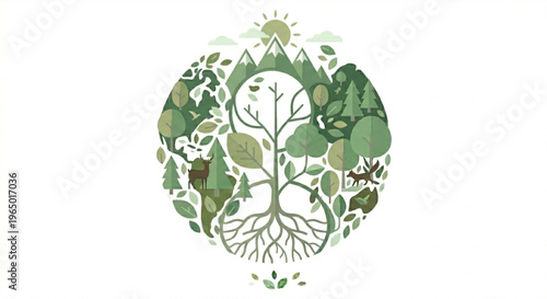 Green Environmental Harmony Illustration