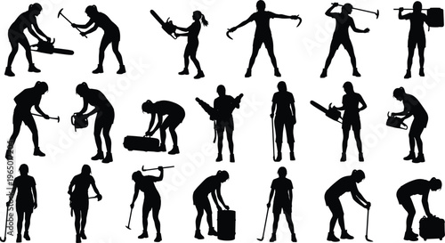 Black silhouettes set of diverse people expressing various emotions including stress, headache, frustration, and victory, isolated on white background, people