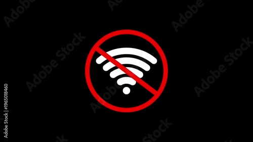 No internet connection icon animation. No Wi-Fi connection motion. Banned icon No wi-fi internet 4k video footage.
