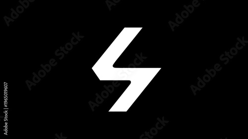 Free Download Bold white lightning bolt design against a black backdrop, simple and modern graphic - GFXLoad