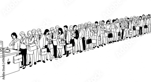 A Long Line of People Waiting Patiently in a Queue.